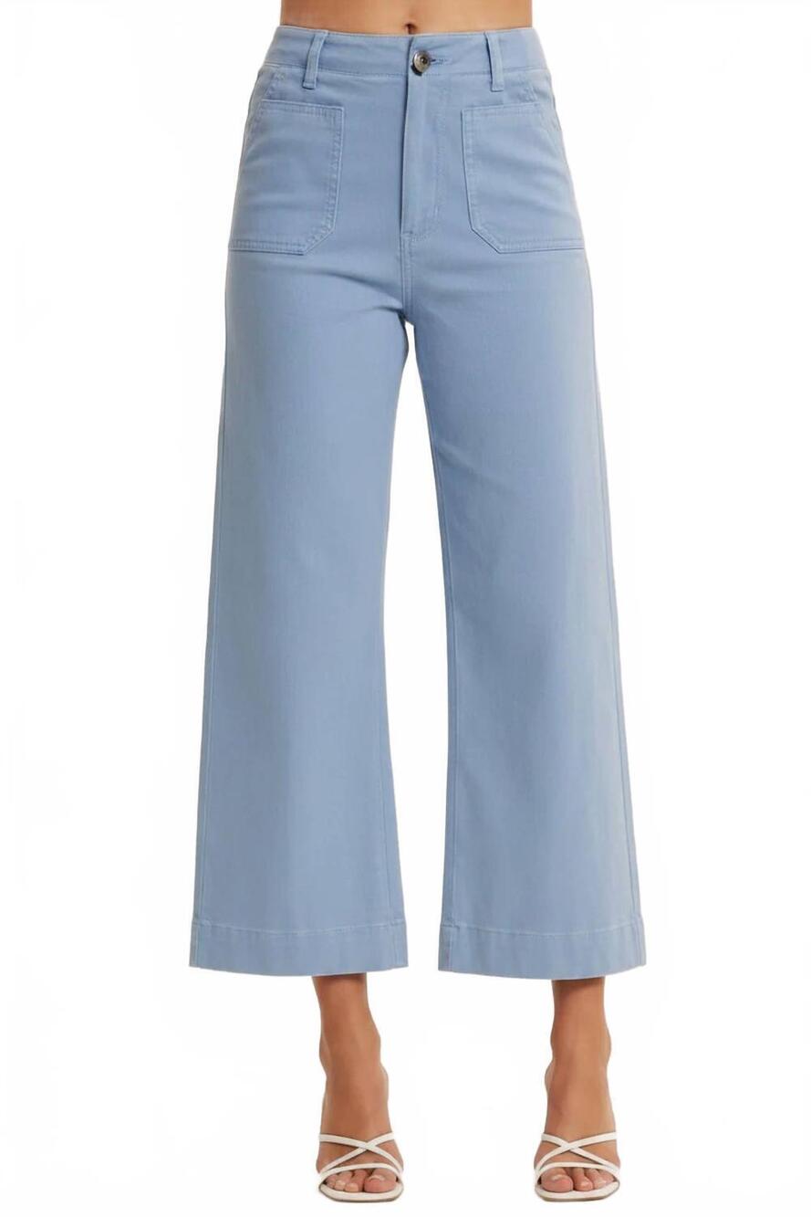 NEW IN FEBRUARY stretchy cotton linen ankle pants in blue